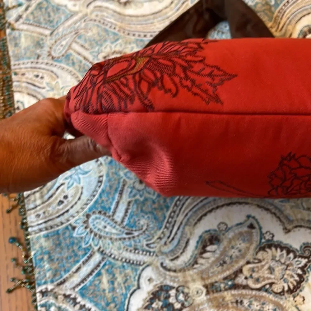 1154 Lill Studio Rust Red Floral Embroidered Shoulder Bag Chicago Boutique